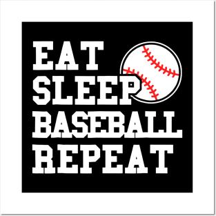 Eat Sleep Baseball Repeat Funny Baseball Player Posters and Art